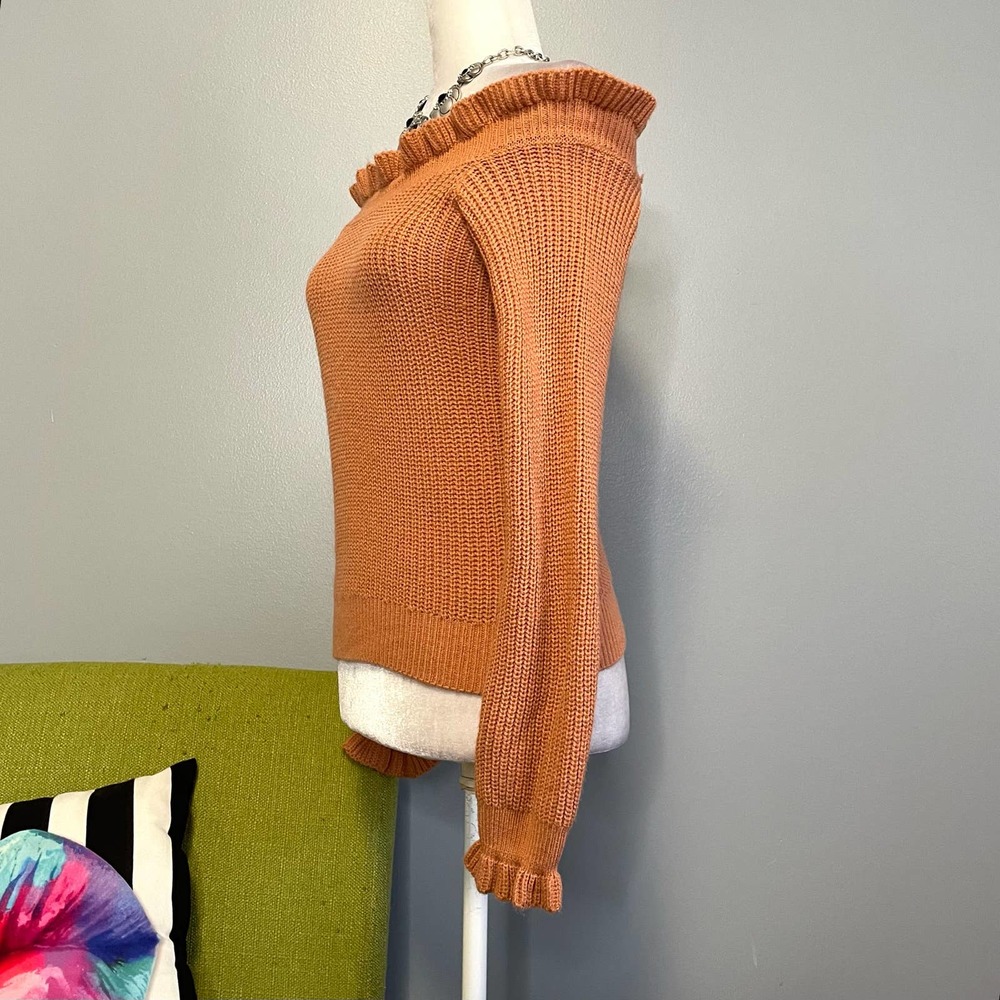 Lulus Staying Stylish Terra Cotta Off the Shoulder Knit Sweater - Picture 3 of 6